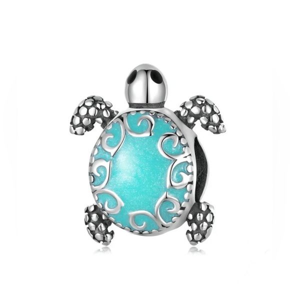 NEW•Silver & Turquoise Sea Turtle DIY charm - Picture 1 of 7
